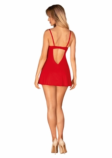 Пеньюар Obsessive Ingridia chemise & thong XS/S, красный, сорочка, стринги, фото №8