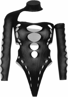 Бесшовное боди на одно плечо Leg Avenue Seamless thong back bodysuit, One Size, черное, фото №4