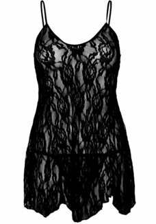 Пеньюар Leg Avenue Rose Lace Flair Chemise Black One Size, фото №4