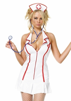 Эротический костюм медсестры Leg Avenue Head Nurse M/L, платье, аксессуар на голову, стетоскоп, фото №3