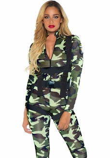 Эротический костюм десантницы Leg Avenue Pretty Paratrooper XL, комбинезон, портупея, фото №2