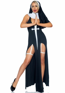 Костюм монашки-грешницы Leg Avenue Sultry Sinner M, платье, головной убор, воротник, photo number 4