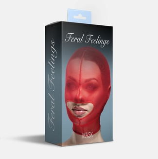 Маска сетка с открытым ртом Feral Feelings - Hood Mask Red, numer zdjęcia 3