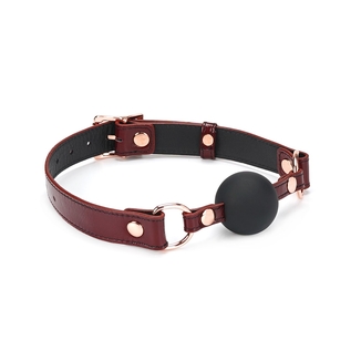 Силиконовый кляп Liebe Seele Wine Red Ball Gag, диаметр шарика 4,3 см, ремень из натуральной кожи, numer zdjęcia 3