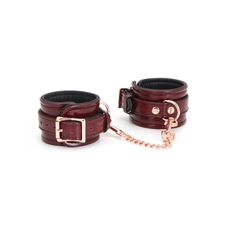 Кожаные наручники Liebe Seele Wine Red Wrist Cuffs, съемная цепочка-крепление, numer zdjęcia 2