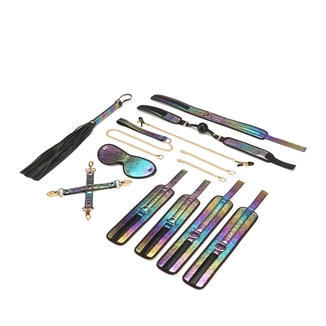 БДСМ-набор Liebe Seele Vivid Rainbow 8 Pieces Set, 8 аксессуаров, экокожа на бархатной основе, фото №3