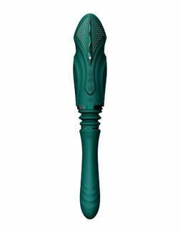 Компактная смарт секс-машина Zalo – Sesh Turquoise Green, 2 насадки, пульт ДУ, кристалл Swarovski, фото №5