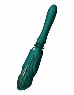 Компактная смарт секс-машина Zalo – Sesh Turquoise Green, 2 насадки, пульт ДУ, кристалл Swarovski, фото №8