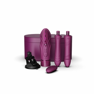 Компактная смарт секс-машина Zalo – Sesh Velvet Purple, 2 насадки, пульт ДУ, кристалл Swarovski, numer zdjęcia 3
