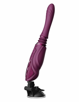 Компактная смарт секс-машина Zalo – Sesh Velvet Purple, 2 насадки, пульт ДУ, кристалл Swarovski, numer zdjęcia 6