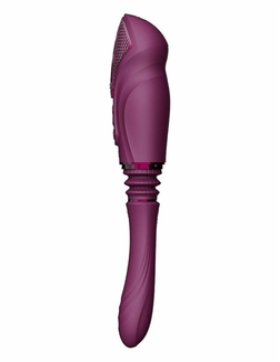 Компактная смарт секс-машина Zalo – Sesh Velvet Purple, 2 насадки, пульт ДУ, кристалл Swarovski, numer zdjęcia 7