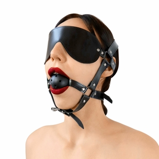 Кляп-маска Art of Sex - Deymon, экокожа, цвет черный, фото №2