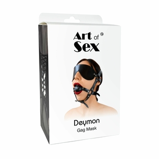 Кляп-маска Art of Sex - Deymon, экокожа, цвет черный, фото №5