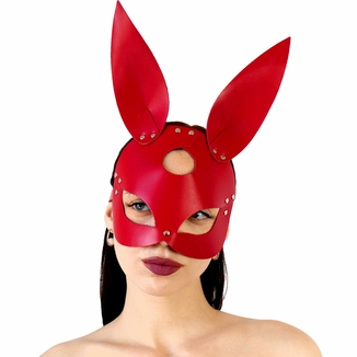 Кожаная маска Зайки Art of Sex - Bunny mask, цвет Красный, фото №2
