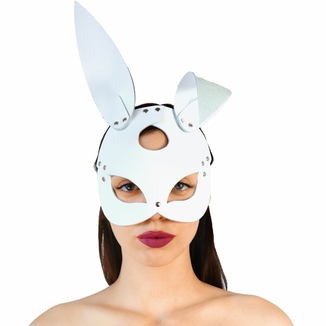 Кожаная маска Зайки Art of Sex - Bunny mask, цвет Белый, фото №2