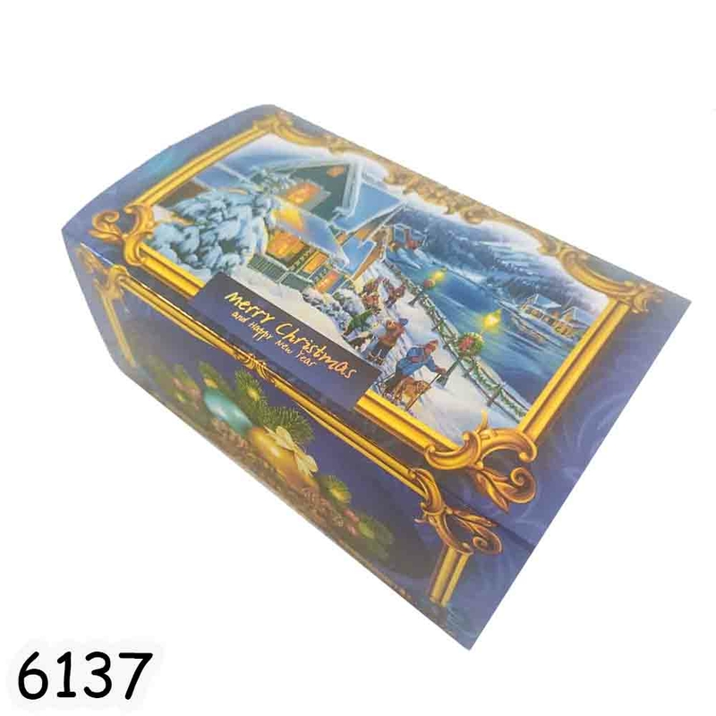 Новогодняя коробка Шкатулка синяя металлизированная 700 гр арт. 6137 (10шт)
