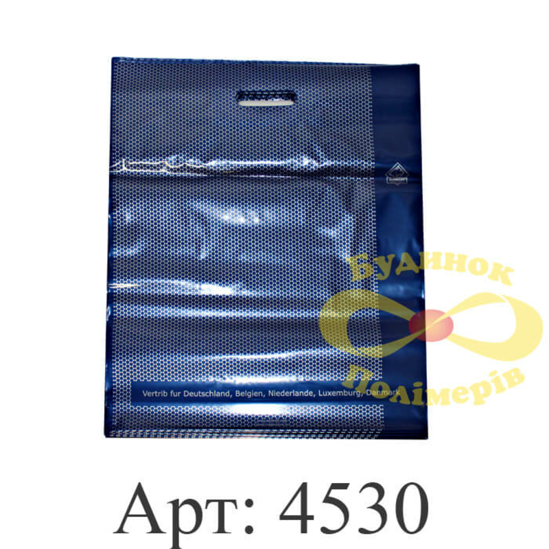 Пакет с прорезной ручкой Serikoff Соты 45х54 см синий арт. 4530 (25шт)