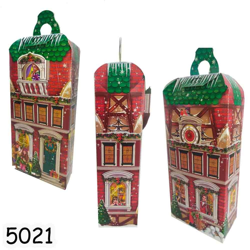 Новогодняя коробка Домик с балконом 1000 гр арт. 5021 (10шт)