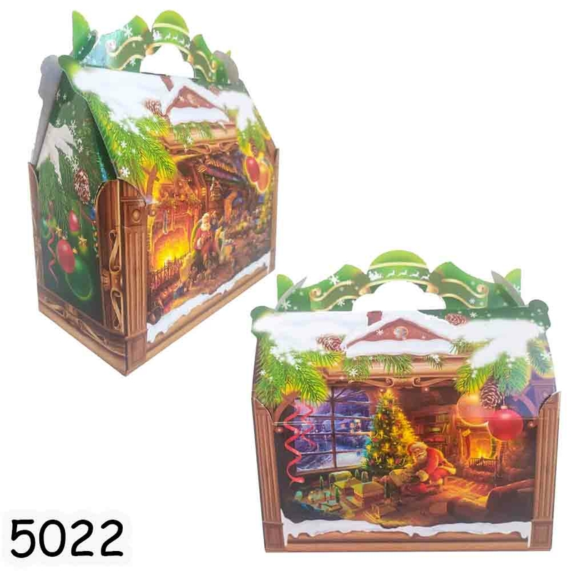 Новогодняя коробка Дом с красной крышей 900 гр арт. 5022 (10шт)