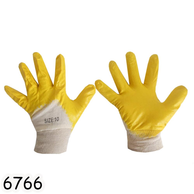 Перчатки Х/б полная заливка резина желтая (1/12/600) арт. 6766 (12шт)