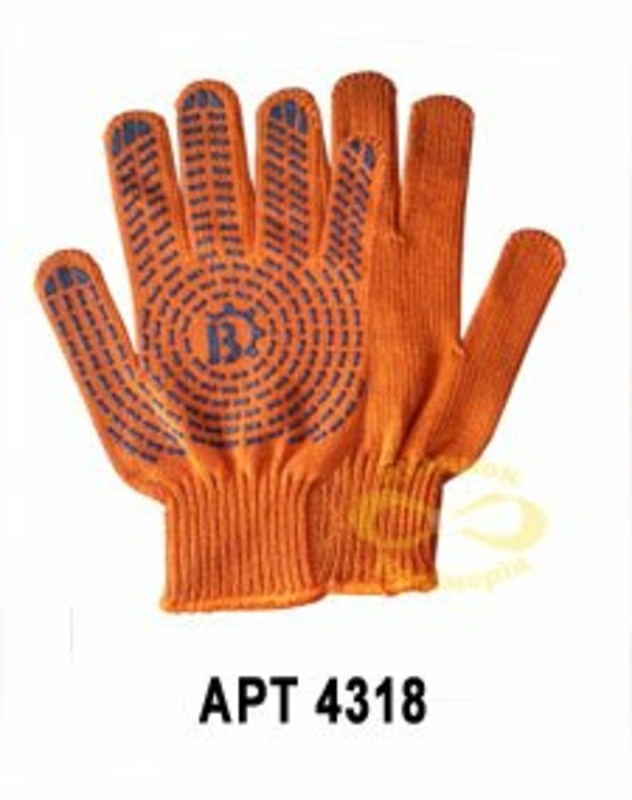 Перчатки рабочие хлопковые Work с ПВХ покрытием оранжевые арт. 4318 (10шт)