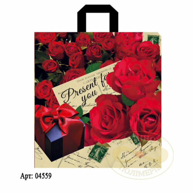 Пакет с ручкой петлей Розы презент 40х43 см арт. 4559 (25шт)