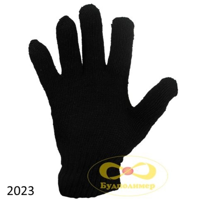 Перчатки теплые черные двойные арт. 2023 (6шт)