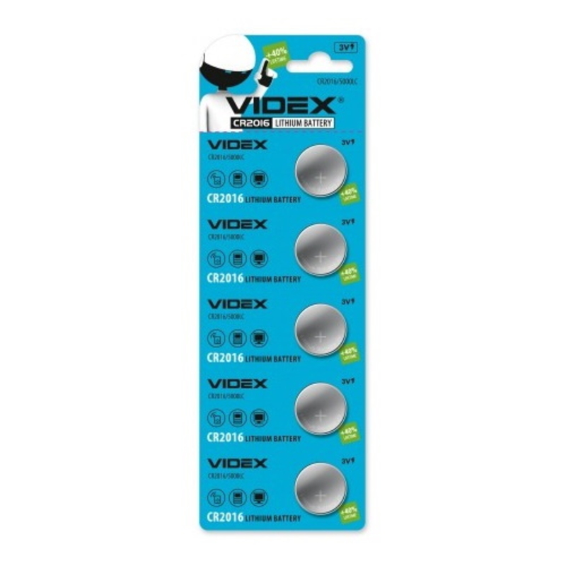 Батарейки таблетки Videx Lithium Battery CR2016 арт. 3624 (5шт)