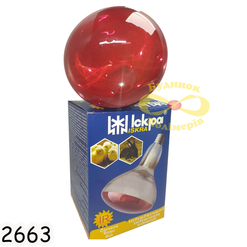 Лампочка для обогрева красная Искра A55,175W арт. 2663