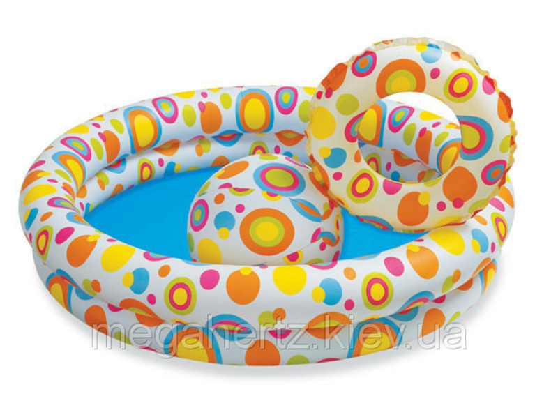 Детский надувной бассейн Intex 59460 + круг + мяч, numer zdjęcia 4