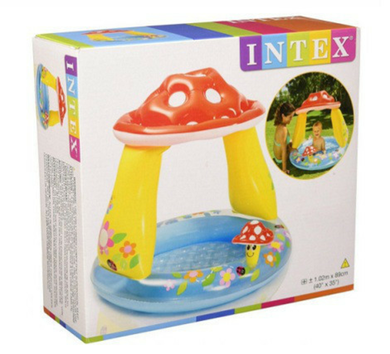 Детский надувной бассейн Intex 57114 с навесом, грибочек, фото №3