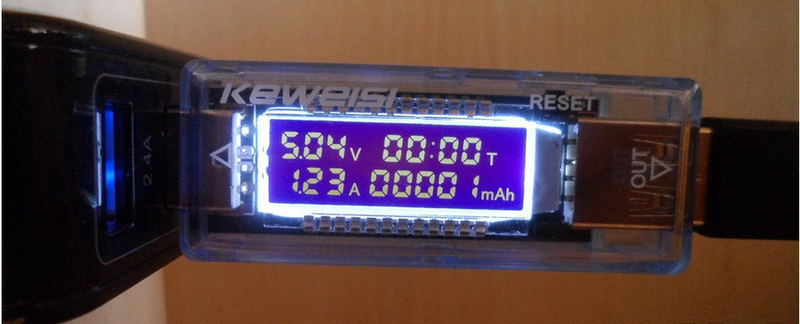 USB тестер тока напряжения потребляемой энергии KEWEISI Blue, фото №10