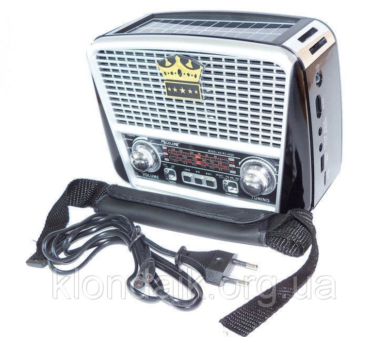 Портативная колонка MP3 USB Golon RX-455S Solar с солнечное панелью Black-Silver, photo number 2