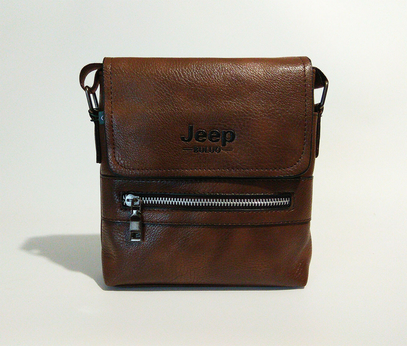 Мужская сумка через плечо Jeep. Коричневая. 21см х 19см / Кожа PU. 558 brown, фото №2