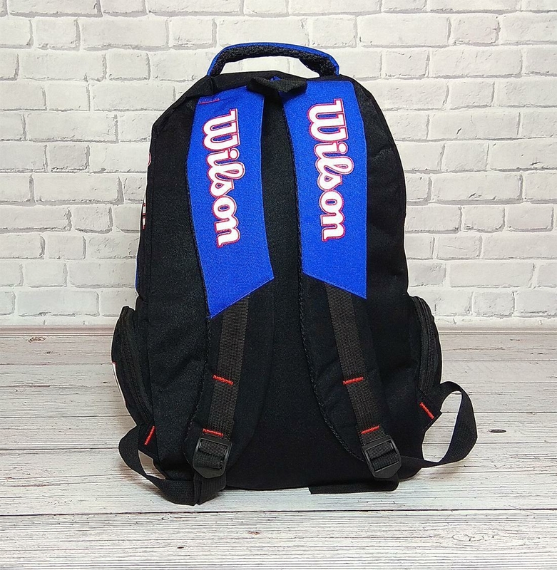 Вместительный рюкзак Wilson для школы, спорта. Черный с синим., фото №6