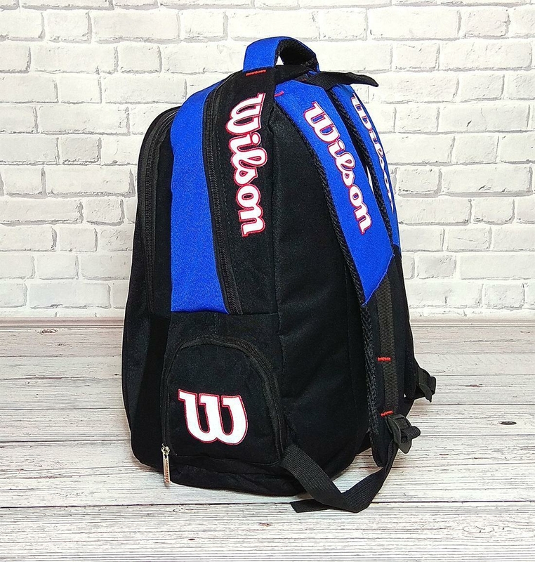 Вместительный рюкзак Wilson для школы, спорта. Черный с синим., фото №7