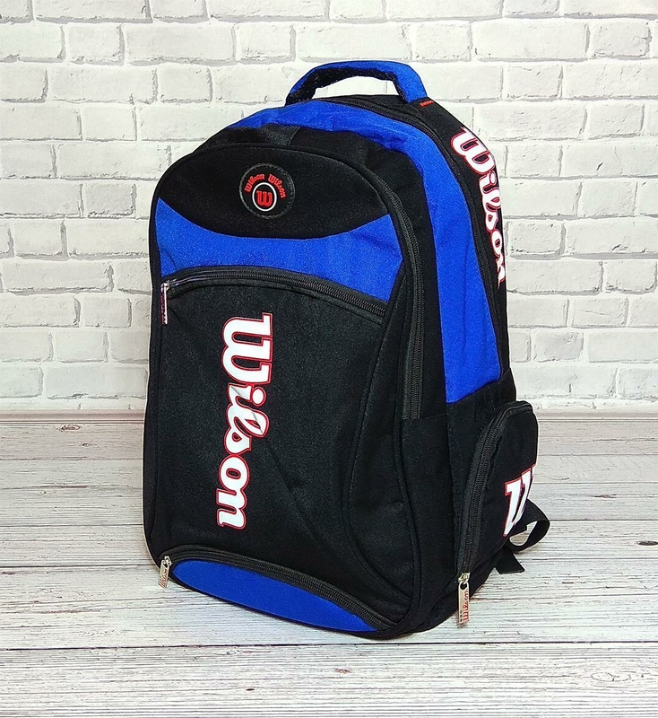 Вместительный рюкзак Wilson для школы, спорта. Черный с синим., фото №8