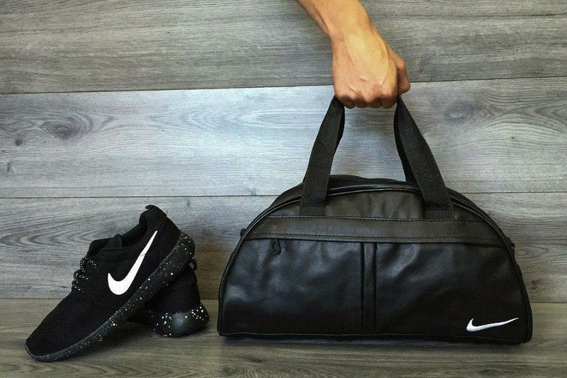 Фитнес-сумка найк, Nike для тренировок. Черная. Кожзам, фото №3