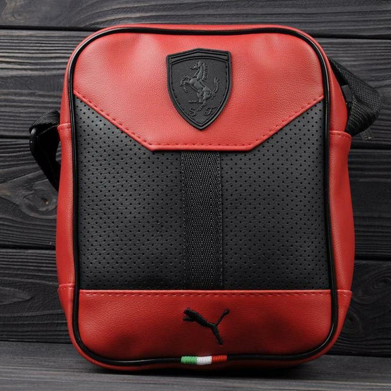 Стильная сумка через плечо, барсетка Puma Ferrari, пума ферари. Красная, фото №2