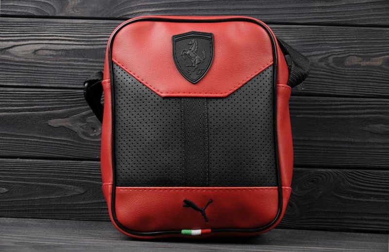 Стильная сумка через плечо, барсетка Puma Ferrari, пума ферари. Красная, фото №4