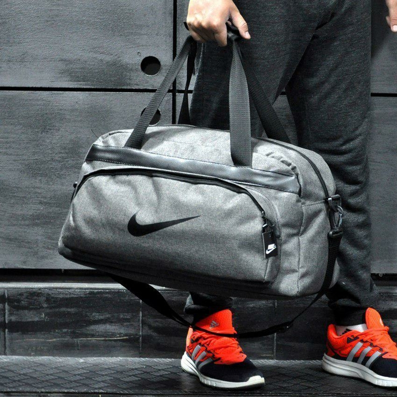 Не промокаемая сумка найк, Nike для спортазала и путешествий. Коттон. Светло-серая, фото №2