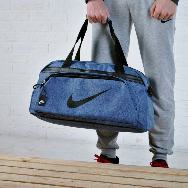 Качественная сумка найк, Nike для спортазала, дорожная. Коттон, полиэстер. Синяя, фото №2