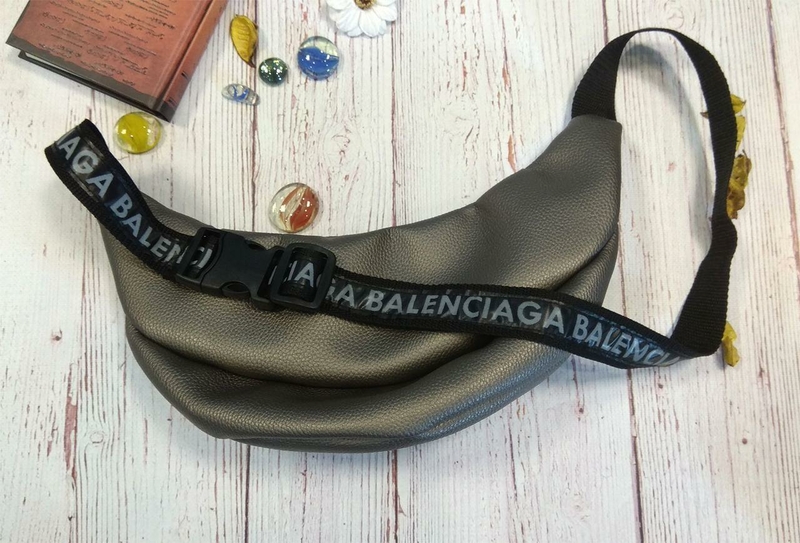 Стильная женская поясная сумочка, бананка Balenciaga, баленсиага. Графит. Турция., фото №3