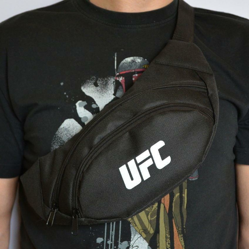 Поясная сумка, Бананка, барсетка юфс, UFC. Черная, фото №2
