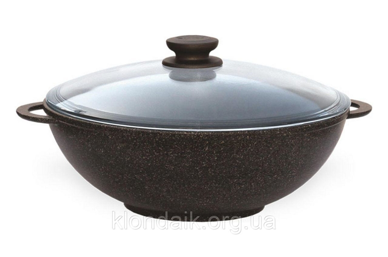 Сковорода-wok антипригарная Биол - 280 мм x 4 л "гранит-браун" с крышкой