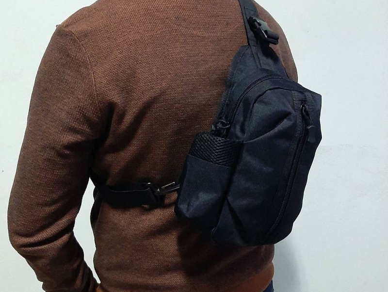 Тактическая сумка-рюкзак, барсетка, бананка на одной лямке, черная. T-Bag 446, фото №7