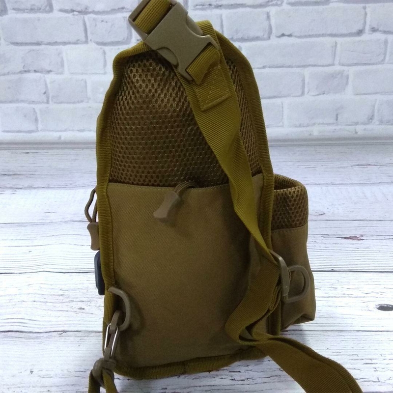 Тактическая сумка-рюкзак, барсетка, бананка на одной лямке. Кайот. T-Bag 447, фото №11