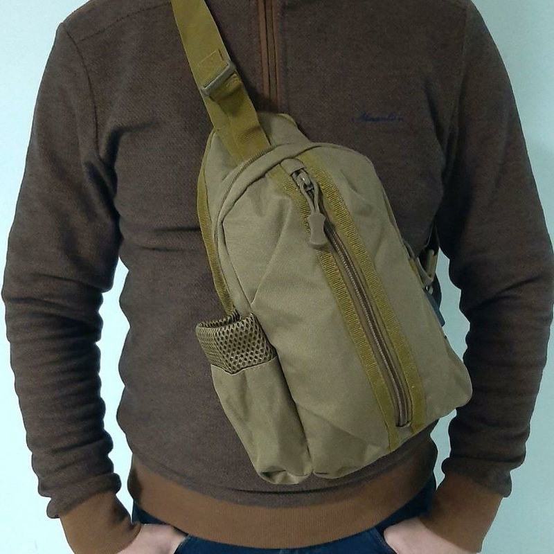 Тактическая сумка-рюкзак, барсетка, бананка на одной лямке. Кайот. T-Bag 447, фото №9