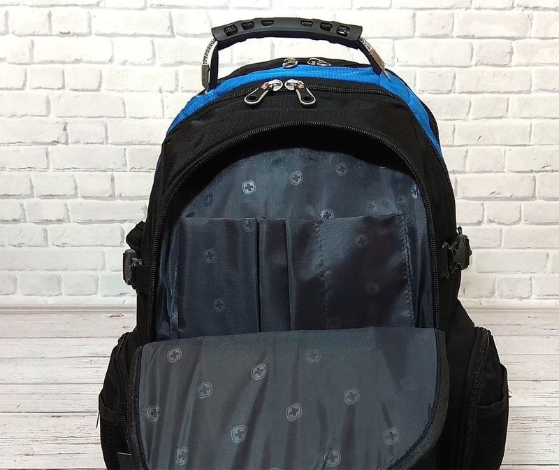 Вместительный рюкзак. Черный с синим. 35L / s6611 blue, фото №3
