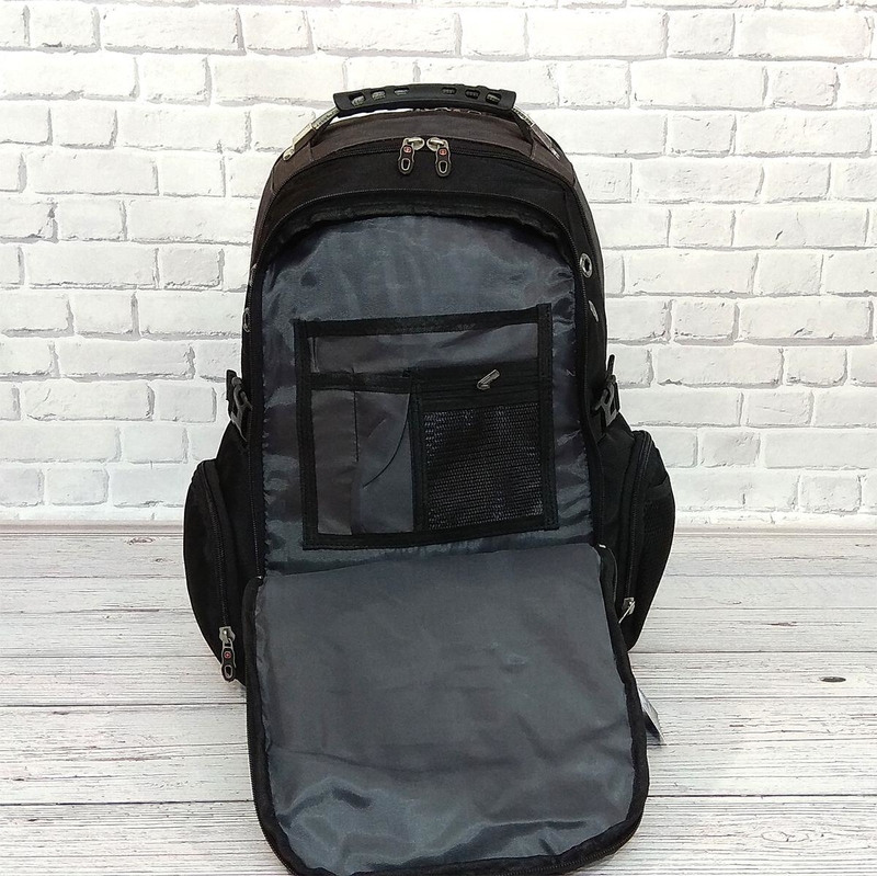Вместительный рюкзак с жесткой спинкой. Черный с серым. + Дождевик. 35L / s7650 grey, фото №7